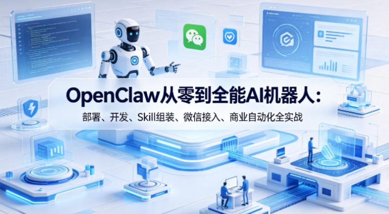 OpenClaw从零到全能AI机器人：部署、开发、Skill组装、微信接入、商业自动化全实战祝你网-副业赚钱-互联网创业-资源整合祝你网