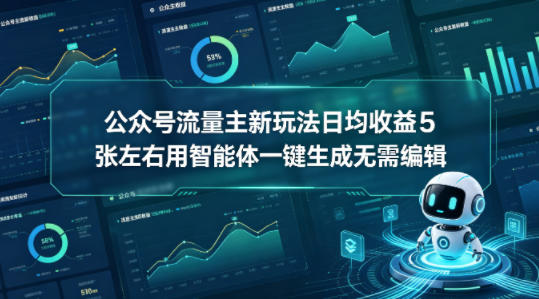 公众号流量主新玩法日均收益5张左右用智能体一键生成无需编辑高中-初中-小学-大学等各类学习资源祝你学霸