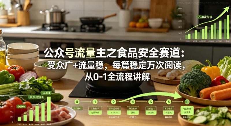 公众号流量主之食品安全赛道，受众广+流量稳，每篇作品稳定万次阅读，从0-1全流程讲解高中-初中-小学-大学等各类学习资源祝你学霸