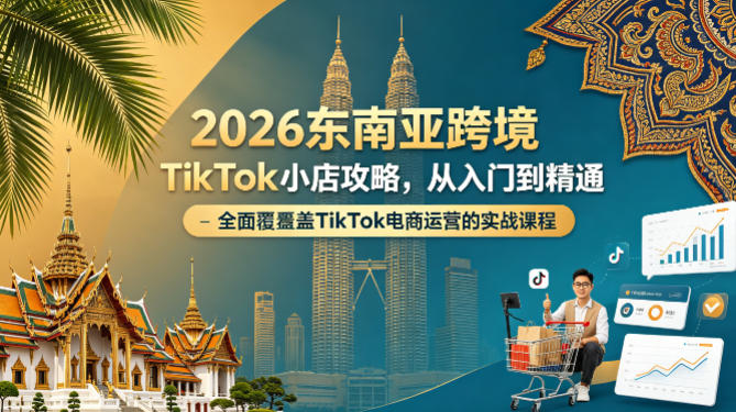 2026东南亚跨境TikTok小店攻略，从入门到精通、全面覆盖TikTok电商运营的实战课程（更新4月）高中-初中-小学-大学等各类学习资源祝你学霸