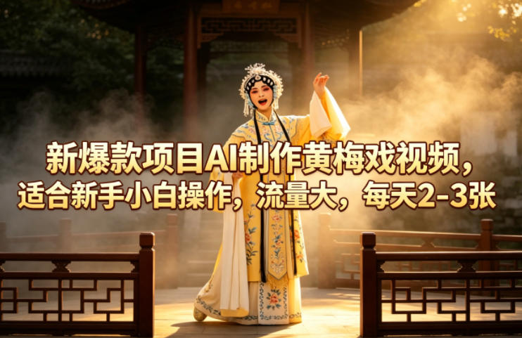 新爆款项目AI制作黄梅戏视频，适合新手小白操作，流量大，每天2-3张祝你网-副业赚钱-互联网创业-资源整合祝你网