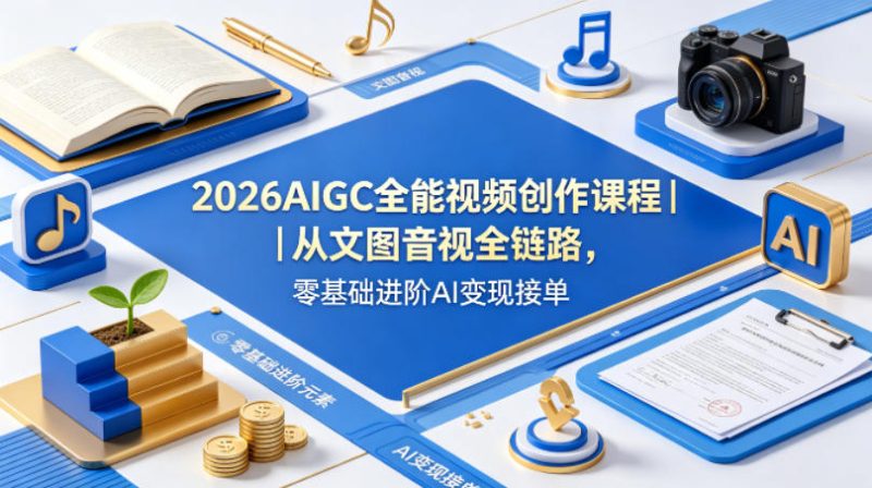 2026AIGC全能视频创作课程｜从文图音视全链路，零基础进阶AI变现接单高中-初中-小学-大学等各类学习资源祝你学霸