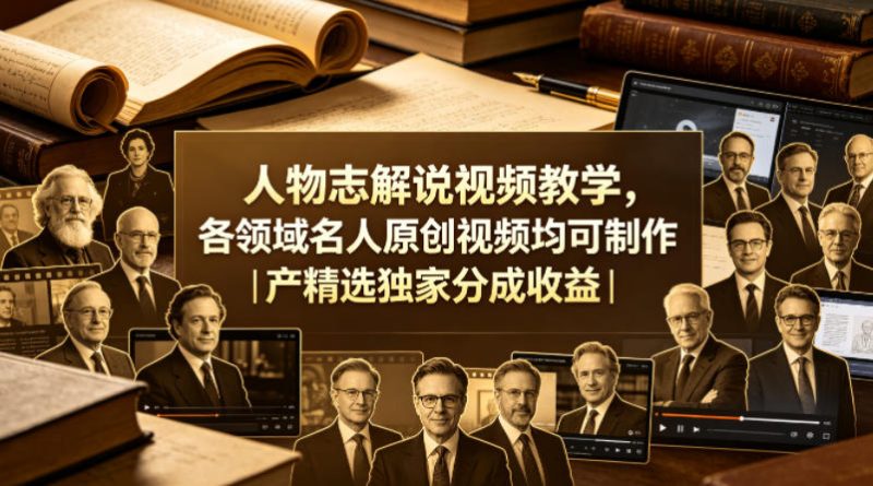 人物志解说视频教学，各领域名人原创视频均可制作丨精选独家分成收益高中-初中-小学-大学等各类学习资源祝你学霸