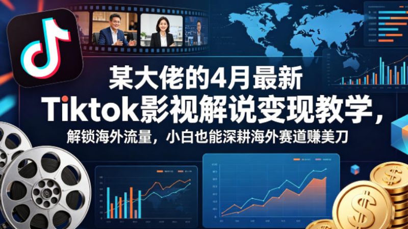 某大佬的4月最新Tiktok影视解说变现教学，解锁海外流量，小白也能深耕海外赛道賺美刀祝你网--专注互联网创业.信息差副业研究拒绝割韭菜祝你网