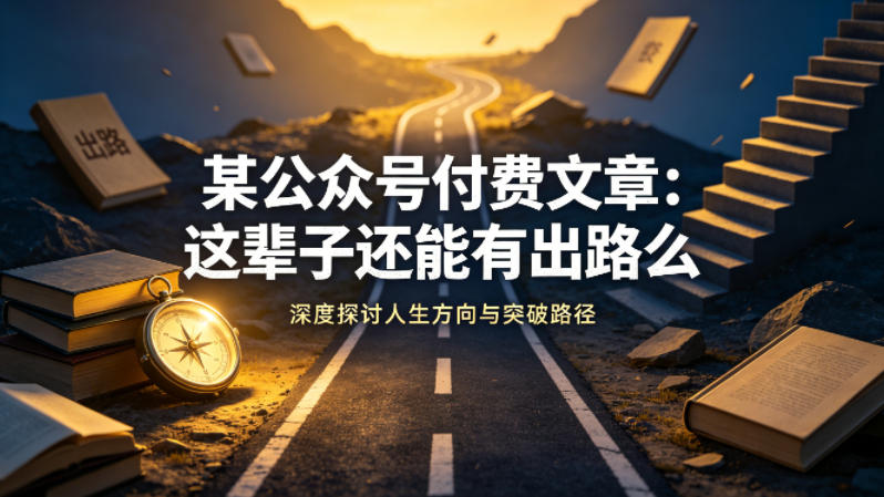 某公众号付费文章：这辈子还能有出路么祝你网--专注互联网创业.信息差副业研究拒绝割韭菜祝你网