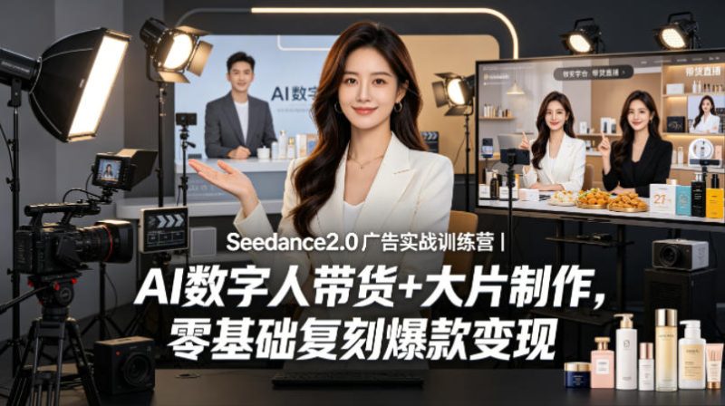 Seedance2.0广告实战训练营｜AI数字人带货+大片制作，零基础复刻爆款变现祝你网--专注互联网创业.信息差副业研究拒绝割韭菜祝你网