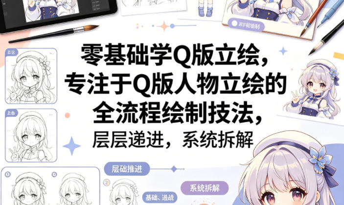 零基础学Q版立绘，专注于Q版人物立绘的全流程绘制技法，层层递进，系统拆解祝你网-副业赚钱-互联网创业-资源整合祝你网