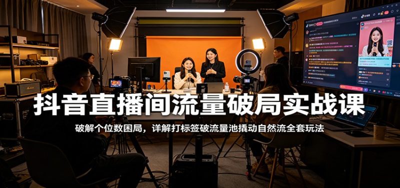 抖音直播间流量破局实战课：破解个位数困局，详解打标签破流量池撬动自然流全套玩法祝你网-副业赚钱-互联网创业-资源整合祝你网