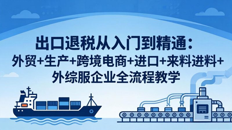出口退税从入门到精通：外贸+生产+跨境电商+进口+来料进料+外综服企业全流程教学祝你网-副业赚钱-互联网创业-资源整合祝你网