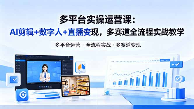 某团队多平台实操运营课-更新26年4月20：AI剪辑+数字人+直播变现，多赛道全流程实战教学祝你网-副业赚钱-互联网创业-资源整合祝你网