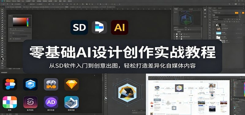 零基础AI设计创作实战教程：从SD软件入门到创意出图，轻松打造差异化自媒体内容祝你网-副业赚钱-互联网创业-资源整合祝你网