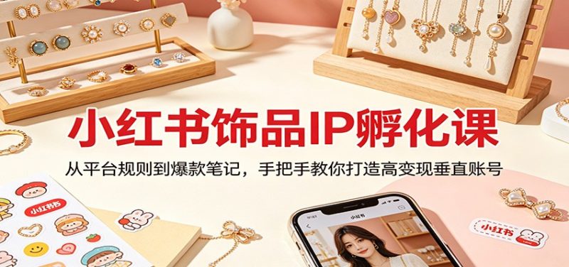 小红书饰品IP孵化课：从平台规则到爆款笔记，手把手教你打造高变现垂直账号祝你网-副业赚钱-互联网创业-资源整合祝你网