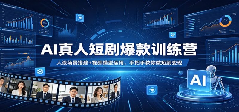 AI真人短剧爆款训练营：人设场景搭建+视频模型运用，手把手教你做短剧变现祝你网-副业赚钱-互联网创业-资源整合祝你网
