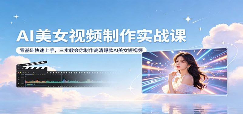 AI美女视频制作实战课:零基础快速上手,三步教会你制作高清爆款AI美女短视频祝你网-副业赚钱-互联网创业-资源整合祝你网