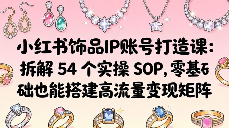 小红书饰品IP账号打造课：拆解 54 个实操 SOP，零基础也能搭建高流量变现矩阵祝你网-副业赚钱-互联网创业-资源整合祝你网
