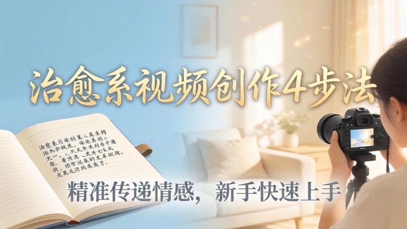 治愈系视频创作4步法：从文案打磨到画面呈现，精准传递情感，新手快速上手出优质内容祝你网-副业赚钱-互联网创业-资源整合祝你网