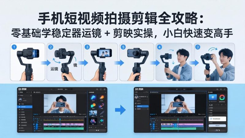 手机短视频拍摄剪辑全攻略：零基础学稳定器运镜 + 剪映实操，小白快速变高手祝你网-副业赚钱-互联网创业-资源整合祝你网