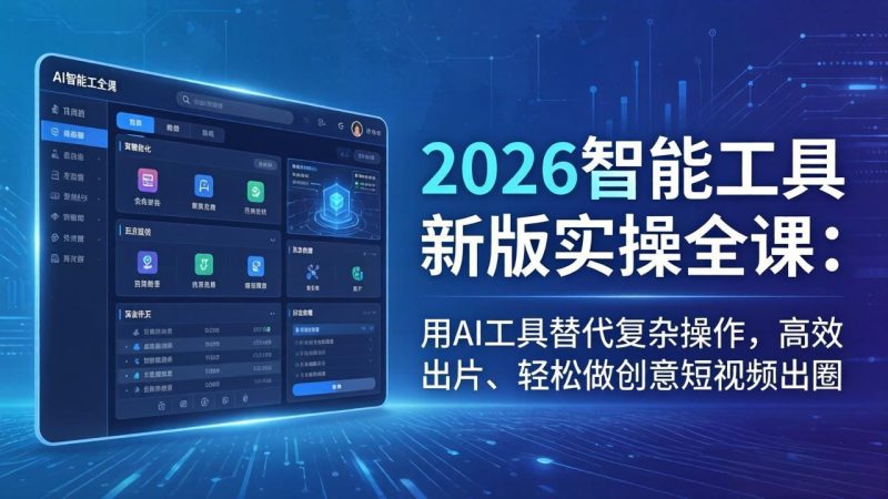 2026智能工具新版实操全课：用AI工具替代复杂操作，高效出片、轻松做创意短视频出圈祝你网-副业赚钱-互联网创业-资源整合祝你网