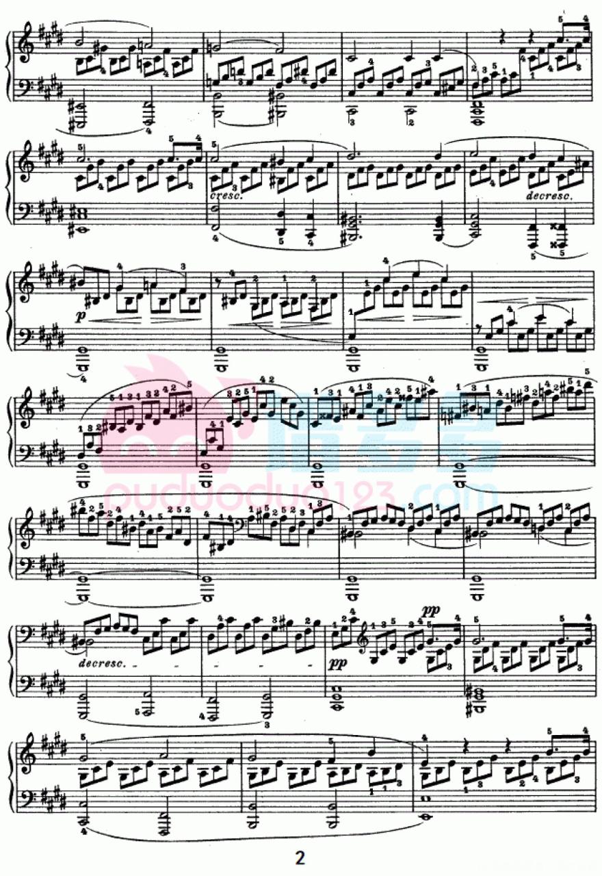 贝多芬《月光曲》（Op.27 No.2）钢琴谱第2张