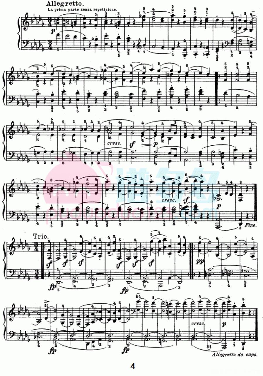 贝多芬《月光曲》（Op.27 No.2）钢琴谱第4张