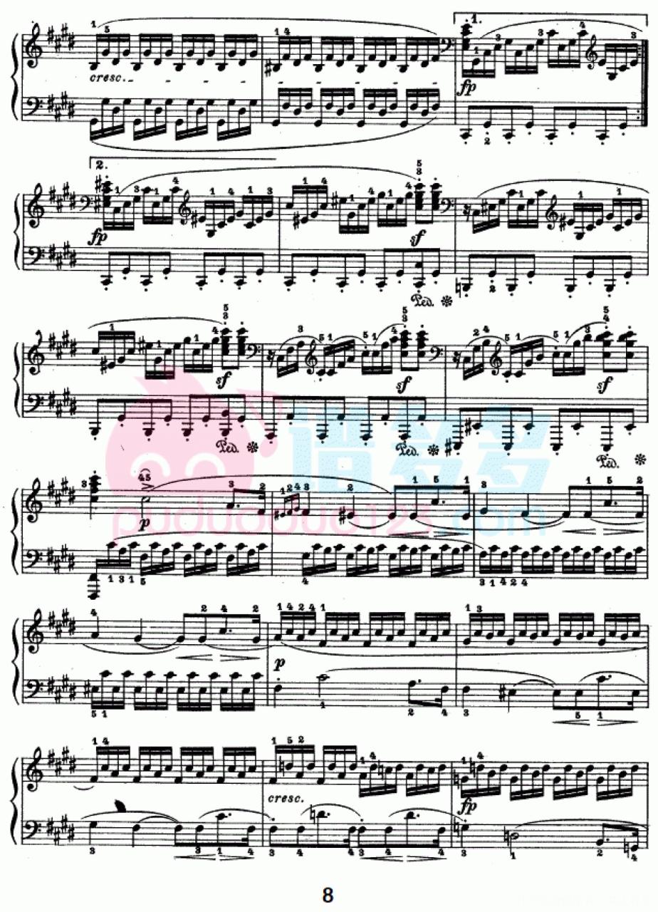 贝多芬《月光曲》（Op.27 No.2）钢琴谱第8张