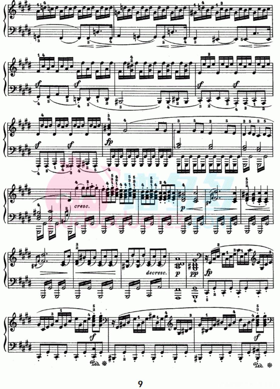 贝多芬《月光曲》（Op.27 No.2）钢琴谱第9张