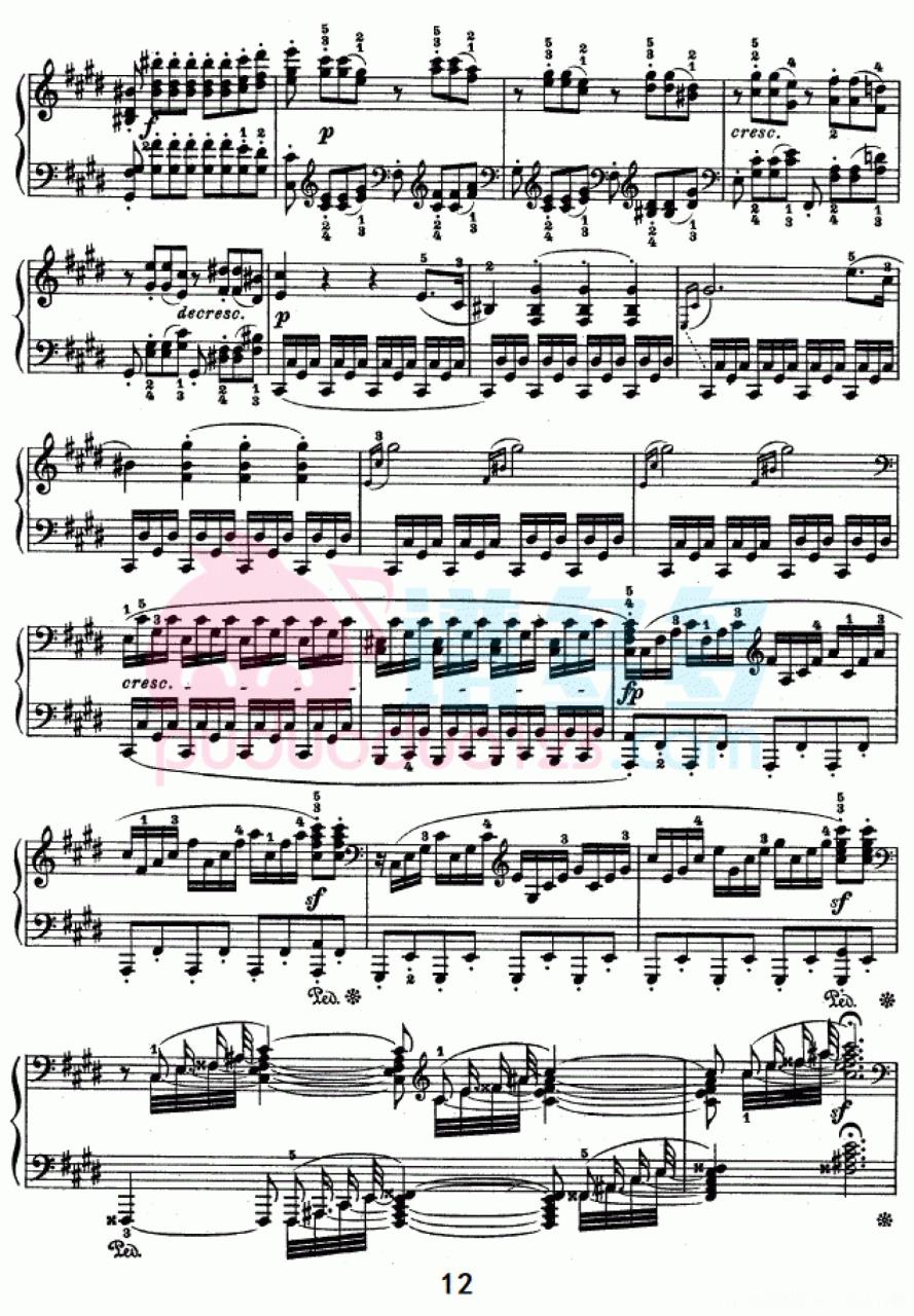 贝多芬《月光曲》（Op.27 No.2）钢琴谱第12张