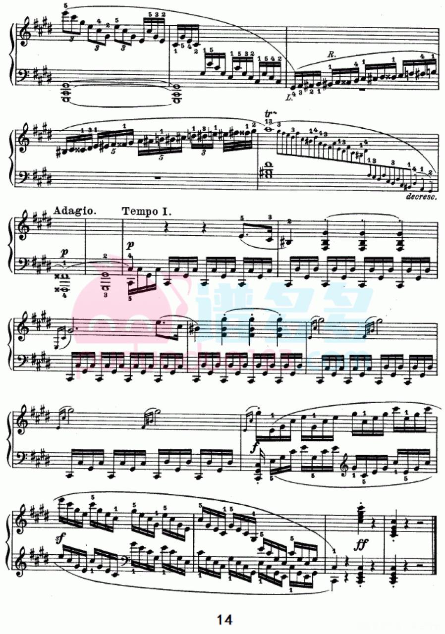 贝多芬《月光曲》（Op.27 No.2）钢琴谱第14张