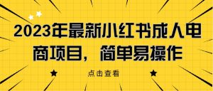 2023年最新小红书成人电商项目,简单易操作【详细教程】祝你网-副业赚钱-互联网创业-资源整合祝你网