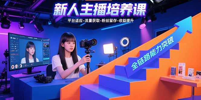 新人主播培养课：平台适应-流量获取-粉丝留存-收益提升 全链路能力突破祝你网-副业赚钱-互联网创业-资源整合祝你网