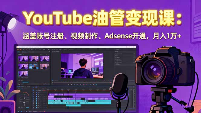 2025YouTube油管变现课:涵盖账号注册、视频制作、Adsense开通,月入1万+祝你网-副业赚钱-互联网创业-资源整合祝你网