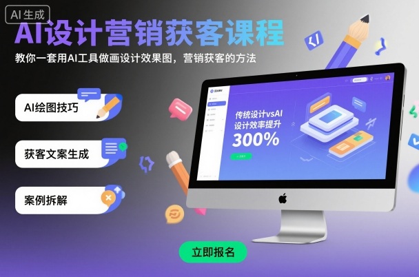 AI设计营销获客课程,教你一套用AI工具做画设计效果图,营销获客的方法祝你网-副业赚钱-互联网创业-资源整合祝你网