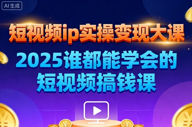 短视频ip实操变现大课,7月26-27日广州站线下课,2025谁都能学会的短视频搞钱课祝你网-副业赚钱-互联网创业-资源整合祝你网