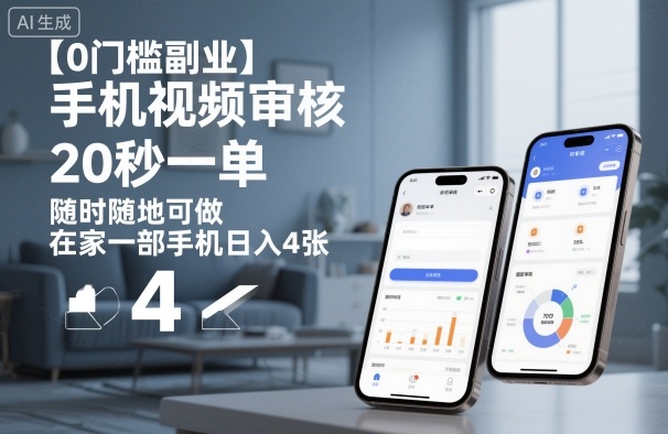 【0门槛副业】手机视频审核,20秒一单,随时随地可做,在家一部手机日入4张祝你网-副业赚钱-互联网创业-资源整合祝你网