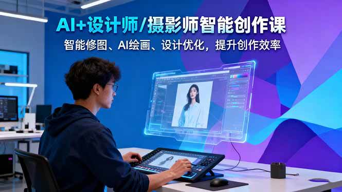 AI+设计师/摄影师智能创作课:智能修图、AI绘画、设计优化,提升创作效率祝你网-副业赚钱-互联网创业-资源整合祝你网