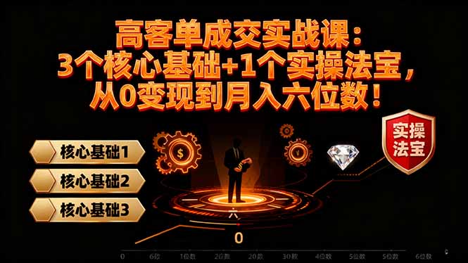 高 客单成交实战课：3个核心基础+1个实操法宝，从0变现到月入六位数！祝你网-副业赚钱-互联网创业-资源整合祝你网