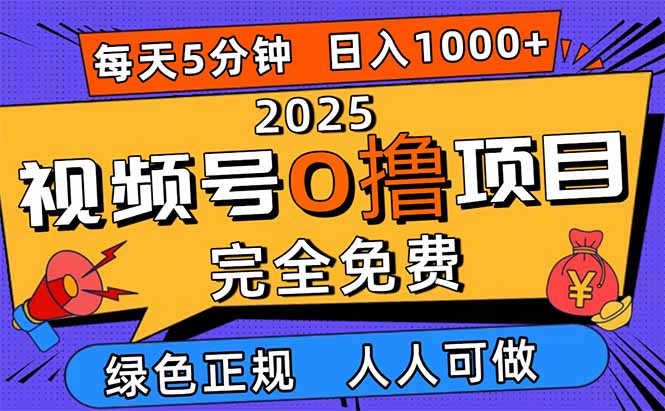 2025视频号0撸项目,5分钟一个号,日入1000+,人人可做祝你网-副业赚钱-互联网创业-资源整合祝你网