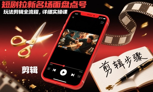 短剧拉新名场面盘点号玩法剪辑全流程,详细实操课祝你网-副业赚钱-互联网创业-资源整合祝你网