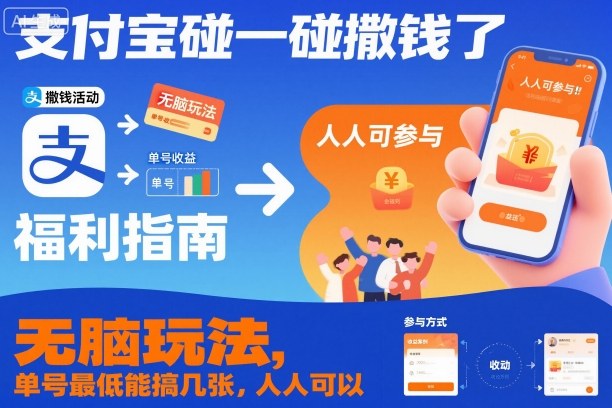 支付宝碰一碰撒钱了,无脑玩法,单号最低能搞几张,人人可以撸祝你网-副业赚钱-互联网创业-资源整合祝你网