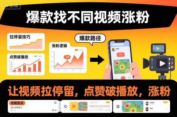 爆款找不同视频涨粉,让视频拉停留,实现点赞,破播放,涨粉祝你网-副业赚钱-互联网创业-资源整合祝你网