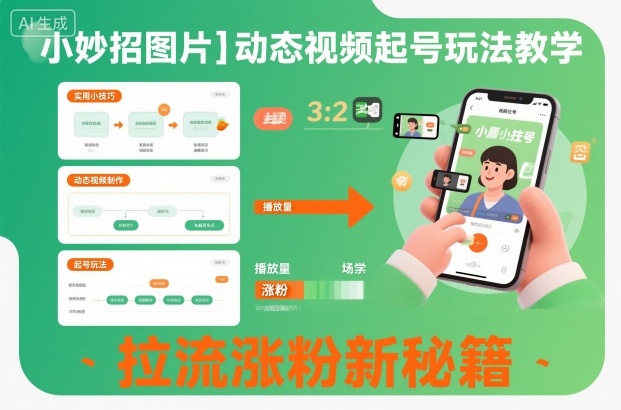 小妙招图片+动态视频起号玩法教学,拉流涨粉新秘籍祝你网-副业赚钱-互联网创业-资源整合祝你网