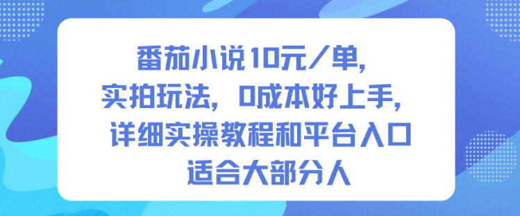 番茄小说10米每单,实拍玩法,0成本好上手,详细实操教程和平台入口适合大部分人祝你网-副业赚钱-互联网创业-资源整合祝你网