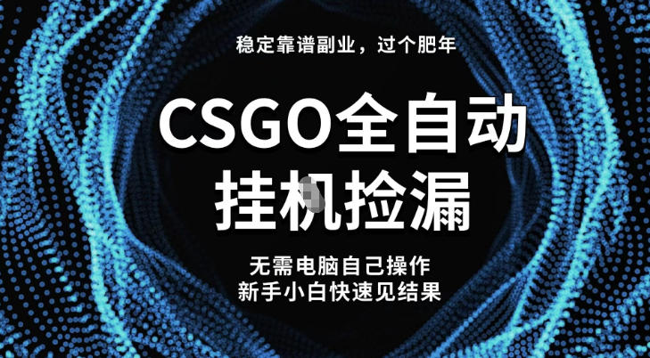 【稳定副业】全球最热门游戏CSGO全自动捡漏，最新玩法，新手小白日入5张+祝你网-副业赚钱-互联网创业-资源整合祝你网