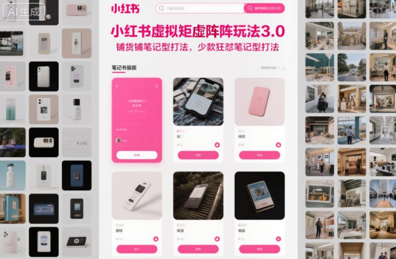 小红书虚拟矩阵玩法3.0，铺货铺笔记型打法，少款狂怼笔记型打法祝你网-副业赚钱-互联网创业-资源整合祝你网