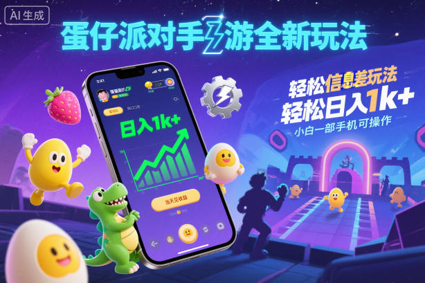 蛋仔派对手游全新玩法,轻松日入1k+,风口信息差玩法,当天见收益,小白一部手机可操作祝你网-副业赚钱-互联网创业-资源整合祝你网