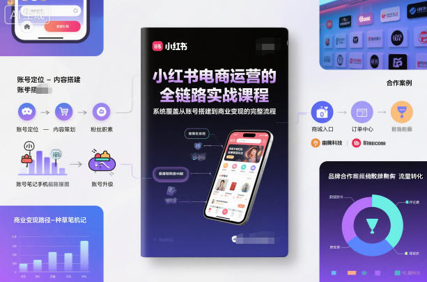 小红书电商运营的全链路实战课程,系统覆盖从账号搭建到商业变现的完整流程祝你网-副业赚钱-互联网创业-资源整合祝你网