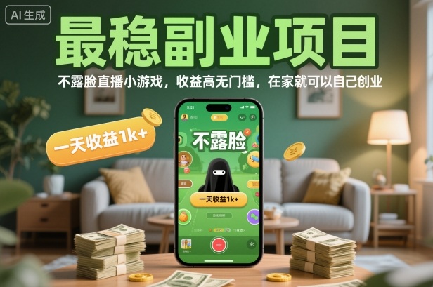 最稳副业项目,不露脸直播小游戏,收益高无门槛,一天收益1k+,在家就可以自己创业祝你网-副业赚钱-互联网创业-资源整合祝你网