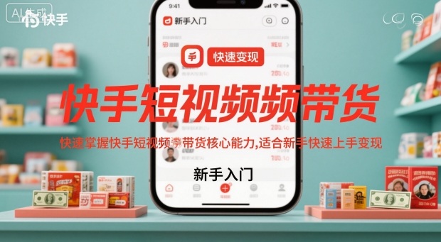 快手短视频带货,快速掌握快手短视频带货核心能力,适合新手快速上手变现祝你网-副业赚钱-互联网创业-资源整合祝你网