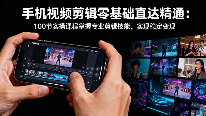 手机视频剪辑零基础直达精通:100节实操课程掌握专业剪辑技能,实现稳…祝你网-副业赚钱-互联网创业-资源整合祝你网