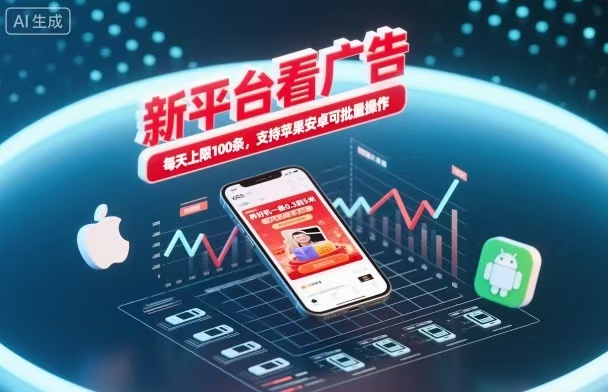 新台看广告，养好机一条5毛到5块，单机日入30到100，支持苹果安卓，可批量操作祝你网-副业赚钱-互联网创业-资源整合祝你网